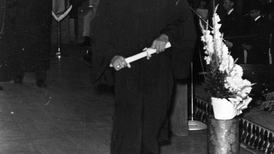 Ronald Yancey walks in commencement in June 1965 as the first man of color to graduate from Georgia Tech.