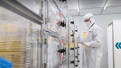 Mason Chilmonczyk in a clean room.