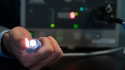 GloShield devices have flexible necks connected to caps that fit over the end of light cables surgical teams use. (Photo: Péralte C. Paul)