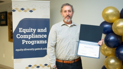 Warren Goetzel poses as an Advocates for Accessibility Awards honoree