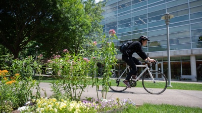 Cyclist on Georgia Tech's Campus 