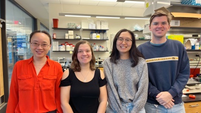 The Han Lab: (from left to right) Liang Han, Katy Lawson, Rossie Nho, William Hancock