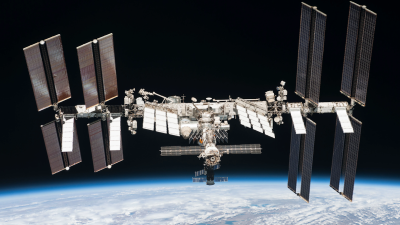  The International Space Station orbits Earth. NASA/Roscosmos