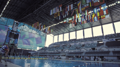 Spectators watched swimming and diving events during the 1996 Summer Olympics in Atlanta in what is now the Campus Recreation Center. (Photo Georgia Tech)