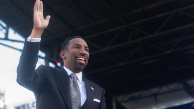 Andre Dickens at his inauguration at Bobby Dodd Stadium at Hyundai Field in 2022. Photo by Allison Carter.
