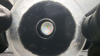 This rubbery disc is an artificial eye that could give soft robots vision. Corey Zheng/Georgia Institute of Technology