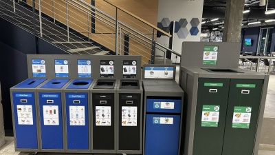 image of new waste bin station in the student center