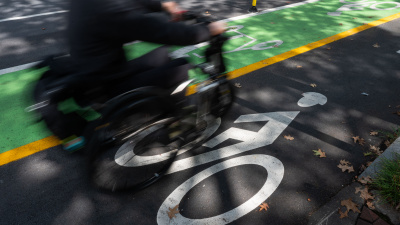 Cyclist on cycle track