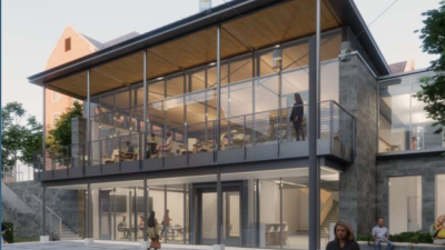 Rendering of the planned connector entrance to Smith and Howell residence halls.