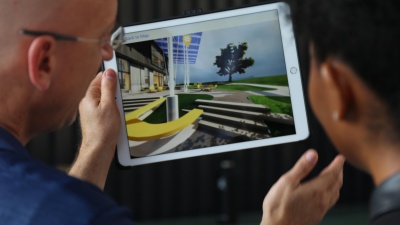 A 360-degree viewer allows users to experience 360-degree views of the building and its surroundings from a set of pre-defined locations on the site using a mobile device.