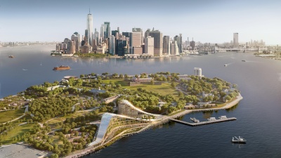 A project rendering for the New York Climate Exchange (The Exchange) on Governors Island in New York City. The center is slated to open in 2028.
