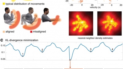 This diagram shows how brain activity theoretically recorded from a human could be decoded so that neural activity that causes hand movement is aligned with the actual bodily movement. The study was conducted on animal models. Credit: Northwestern University / University of Pennsylvania / Georgia Tech