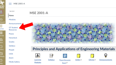 A link to the new site, named GT Student Resources, is on the left side course navigation menu in all Georgia Tech courses.
