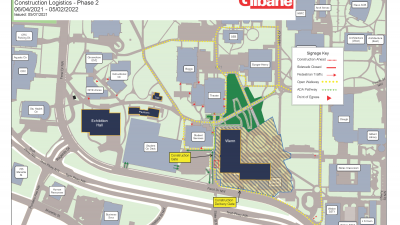 Image of construction impacts to campus for month of May 2021