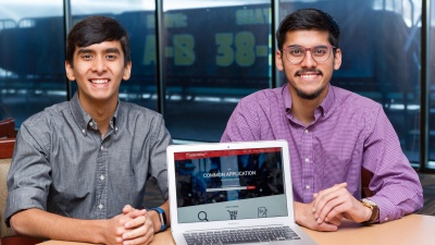 InternBlitz finds internships for students; automatically fills in their personal contact information and resume; and then sends applicants the extra, company-specific questions. It is similar to the online Common App students use to apply for colleges. The invention is one of six competing for the 2017 Georgia Tech InVenture Prize. 

The inventors are Murtaza Bambot, an industrial engineering major, and Nathan Dass, a computer science major.

Photo by Rob Felt.
