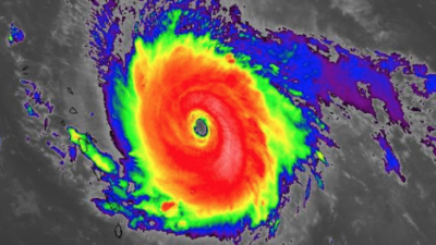 Infrared satellite image of Hurricane Irma