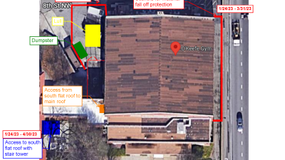 pic of logistics plan for O'Keefe Gym Roof Replacement
