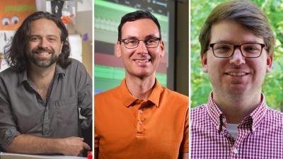 From left to right: Brian Magerko, Jason Freeman, Stephen Garrett
