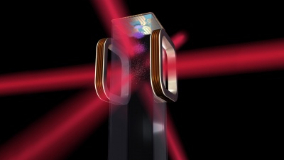 An artist's depiction of a NASA ultracold matter experiment that is to run on the International Space Station in 2018. The image does not show anything done in the study at Georgia Tech but serves to illustrate to the reader how intersecting lasers are used to trap atoms. Combined with other methods, the lasers also slow the atoms to a near stop, cooling them to temperatures near absolute zero, the coldest possible temperature in the universe. That cold, matter's wave characteristics become very visible. 