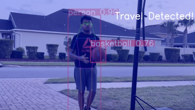 Ayush Pai's AI basketball official detects a traveling violation.