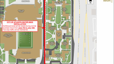 Logistics map of water main installation by City of Atlanta June 2021