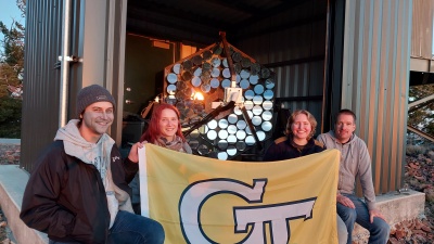 The Trinity Demonstrator team, graduate scholar Jordan Bogdan, postdoctoral scholar Mariia Fedkevych, graduate scholar Sofia Stepanoff, and Professor Nepomuk Otte.
