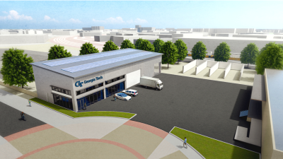 Rendering of the proposed design for the Aerospace Hangar