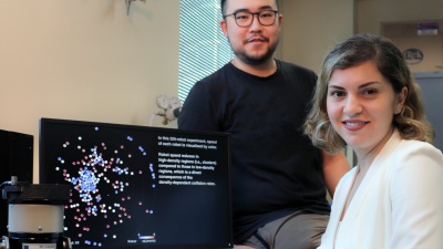 Zhijian Hao (left) and Azadeh Ansari in their lab.
