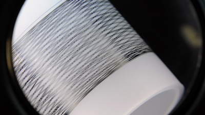 Photograph shows a high strength and high modulus carbon fiber processed at Georgia Tech. (Credit: Gary Meek, Georgia Tech)  