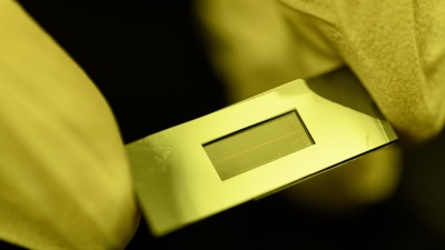 Close-up image shows the Dynamic Mass Spectrometry Probe developed to monitor the health of living cell cultures. (Credit: Rob Felt, Georgia Tech)

 