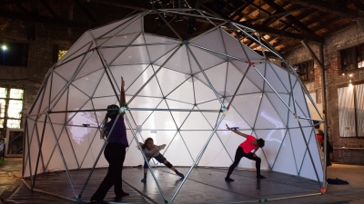 Dancers perform in Georgia Tech's geodesic dome.