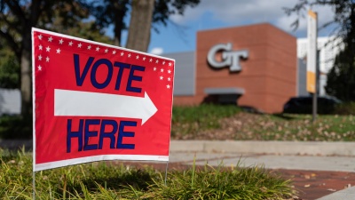 Voting at McCamish Pavilion in October 2020