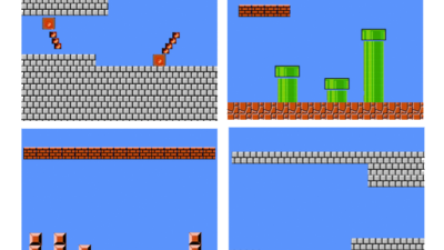 ENVISIONED BY A COMPUTER: More than 300 new playable game areas were created with the Georgia Tech automatic-level generator. An artificially intelligent system watched gameplay video of Super Mario Brothers from streaming video (e.g. YouTube, Twitch) to learn how to design game levels, a first-of-its-kind approach.