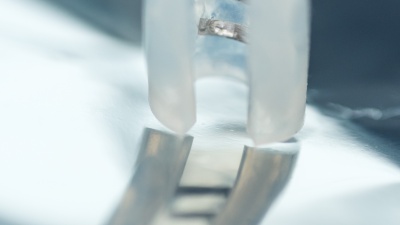 A vagus nerve implant with two electrodes - one to apply desired stimulation going down into the body, the other to block unwanted stimulation going up to the brain.  Georgia Tech / Rob Felt