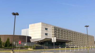 Two of the buildings included in the sale from Lockheed Martin to Georgia Tech are L-22, center, and L-59, small white building to the right. L-22 served as the main program, administrative and engineering building for the F-22 Raptor stealth fighter program from the mid-1990s until 2013 when the last of the F-22 employees left Marietta. L-59 was a training center.