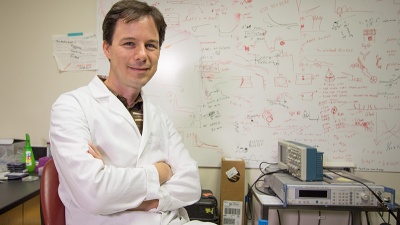 Todd Sulchek, an assistant professor in the George W. Woodruff School of Mechanical Engineering at Georgia Tech, specializes in studying the mechanical properties of cells. Credit: Maxwell Guberman.
