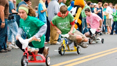 The Mini 500 tricycle race is a Homecoming tradition.