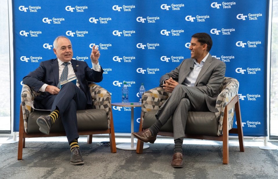 Rockefeller Foundation President Rajiv Shah joined Georgia Tech President Ángel Cabrera to discuss his book, 'Big Bets.' 
