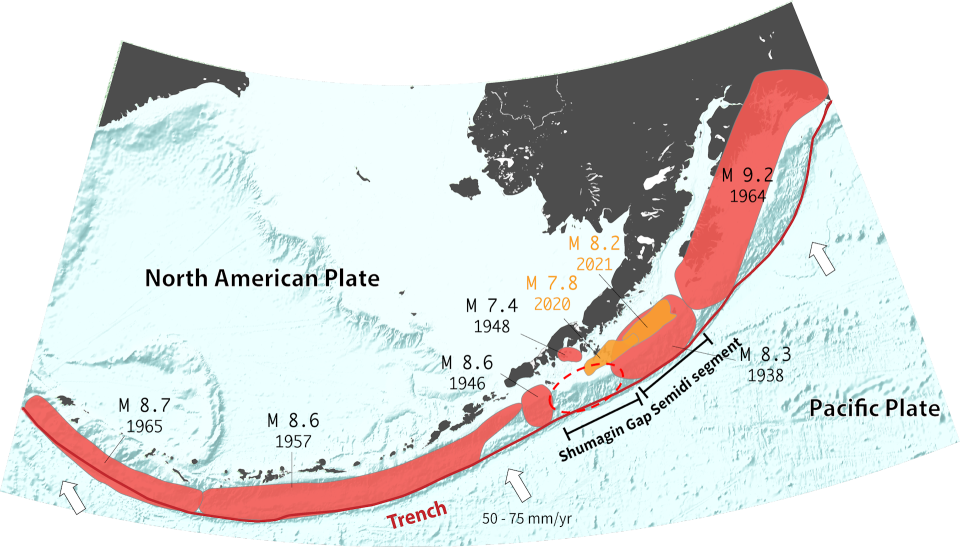 Large earthquakes have been common along the Alaska-Aleutian subduction zone, except at the Shumagin Gap. Yinchu Li