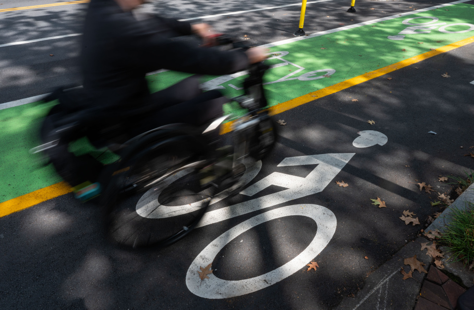 Cyclist on cycle track