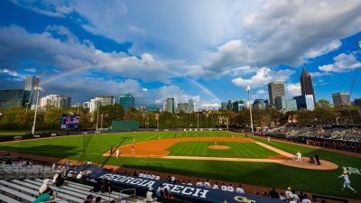 Rainbow over Mac Nease Baseball Park at Russ Chandler Stadium