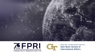 Rendering of a globe with the FPRI and INTA logos.