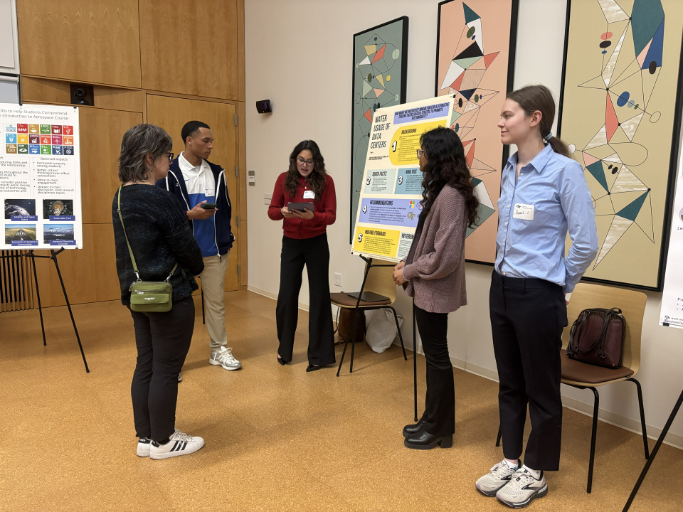 Image of students, faculty, and research faculty at a poster session for SDG Week 2025.